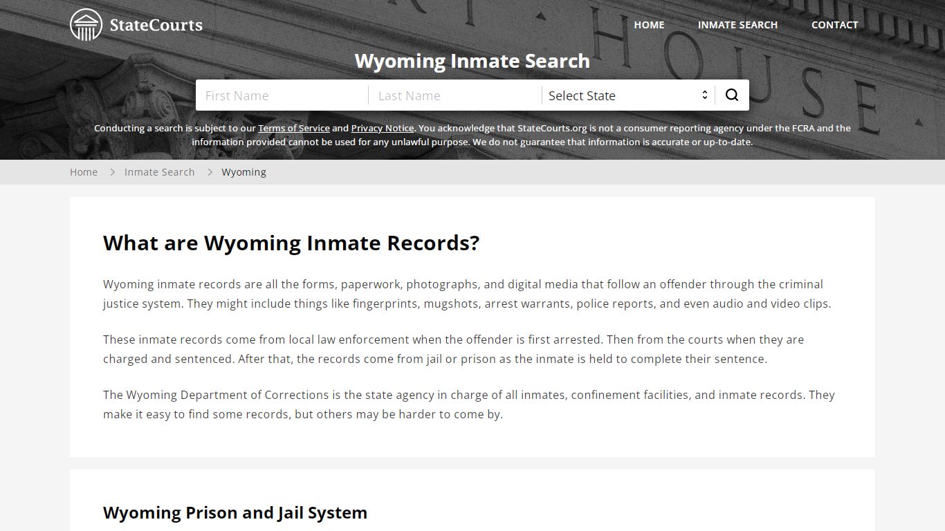 Wyoming Inmate Search, Prison and Jail Information - StateCourts