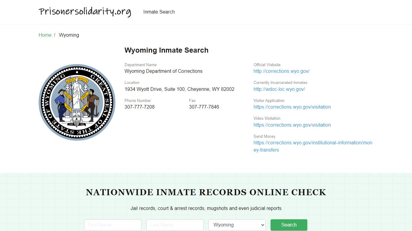Wyoming Inmate Search – Wyoming Department of Corrections Offender Lookup