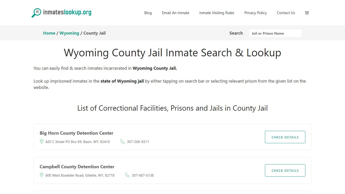 Wyoming County Jail Inmate Search & Lookup